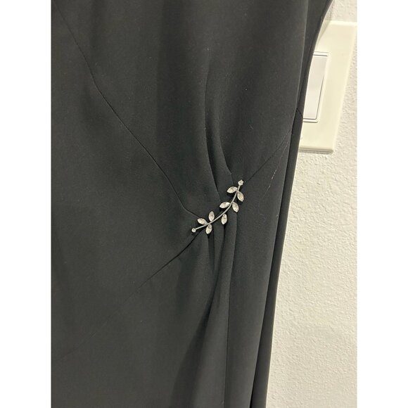 Robbie Bee Womens Black Sleeveless Maxi Dress Decorative Leaf Detail Size 12 - Picture 4 of 8